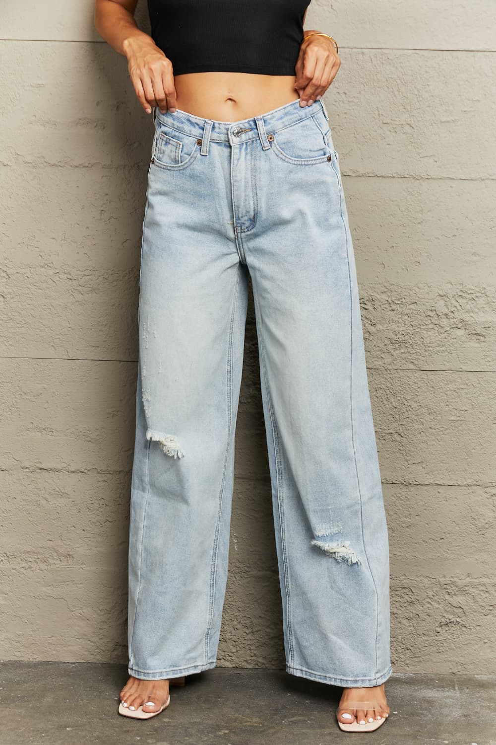 swvws Distressed Wide Leg Jeans