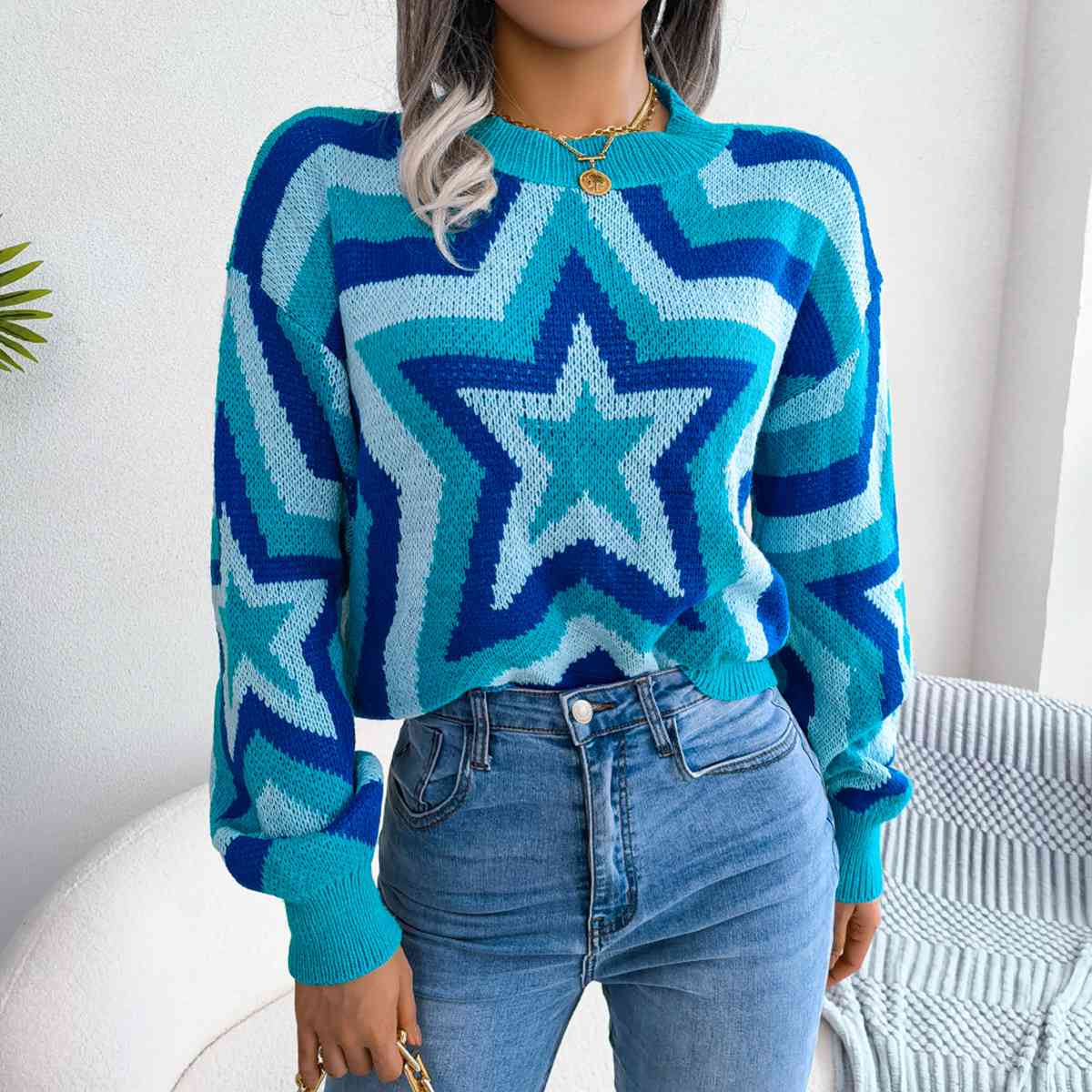 swvws Star Round Neck Sweater