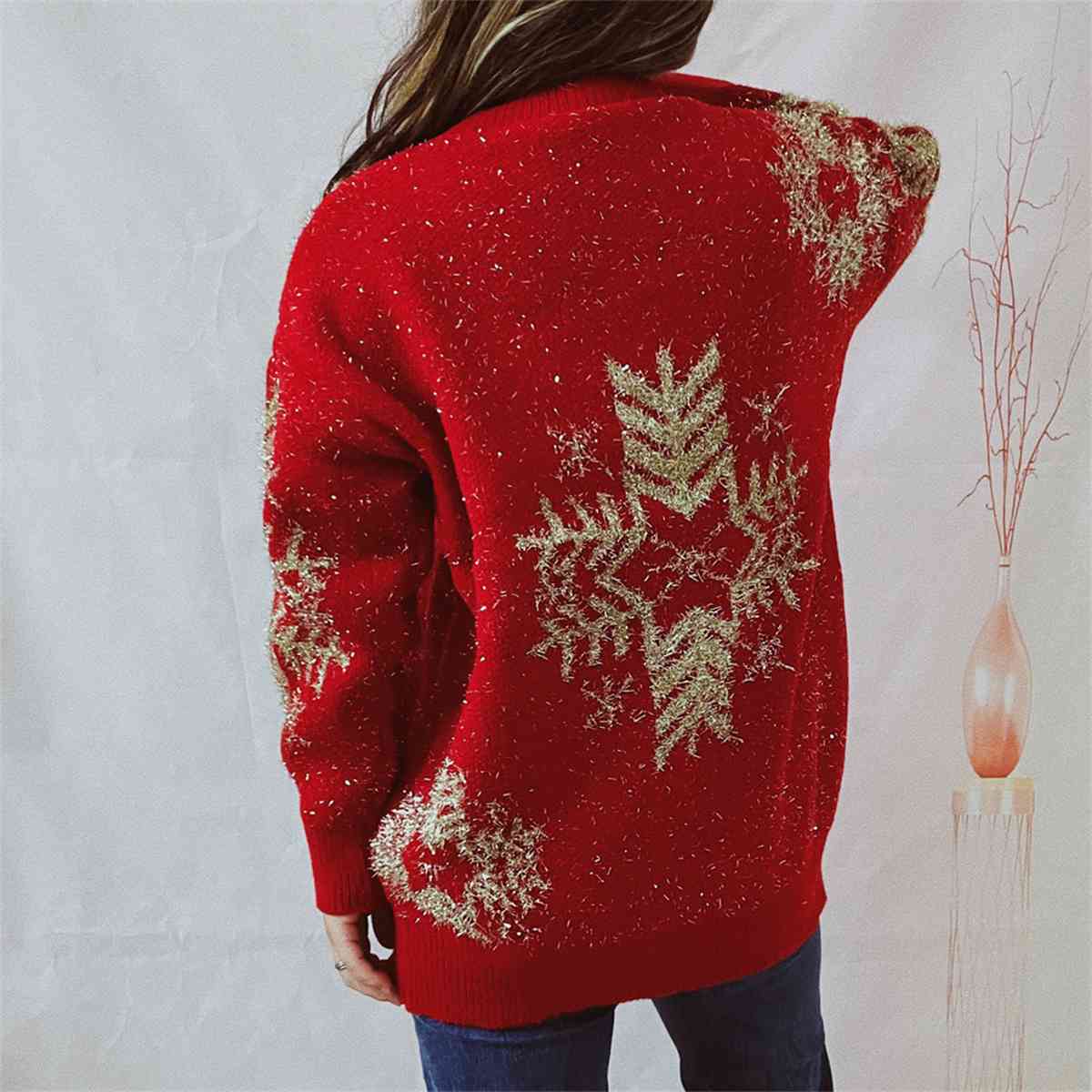 swvws Snowflake Pattern Long Sleeve Sweater