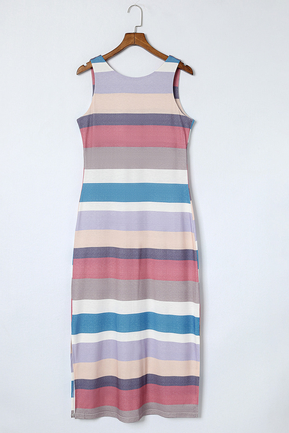 swvws Striped Slit Sleeveless Maxi Dress