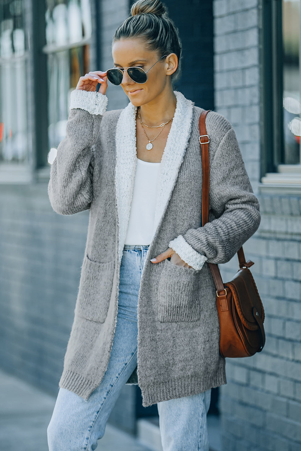 swvws Open Front Pocketed Longline Cardigan