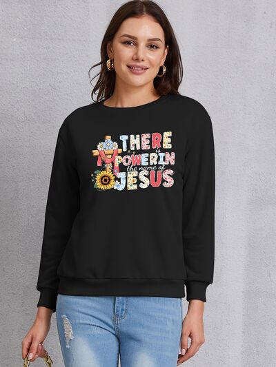 swvws THERE IS POWER IN THE NAME OF JESUS Round Neck Sweatshirt