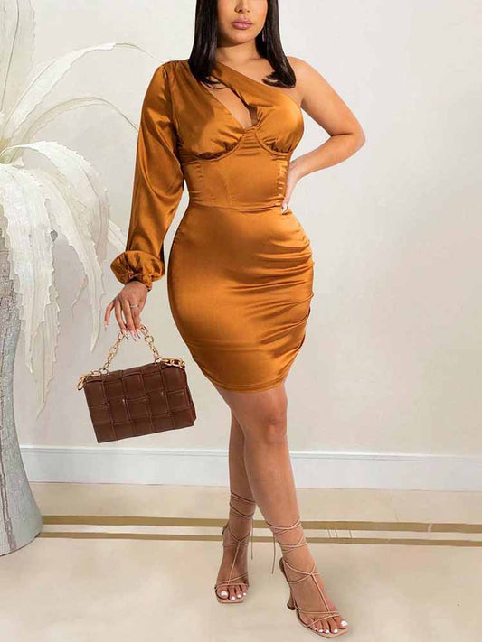 Sixsr One Shoulder Cut Out Dress