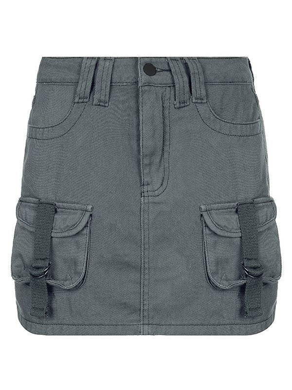 Sixsr Size Friendly Pocket Cargo Mini Skirt