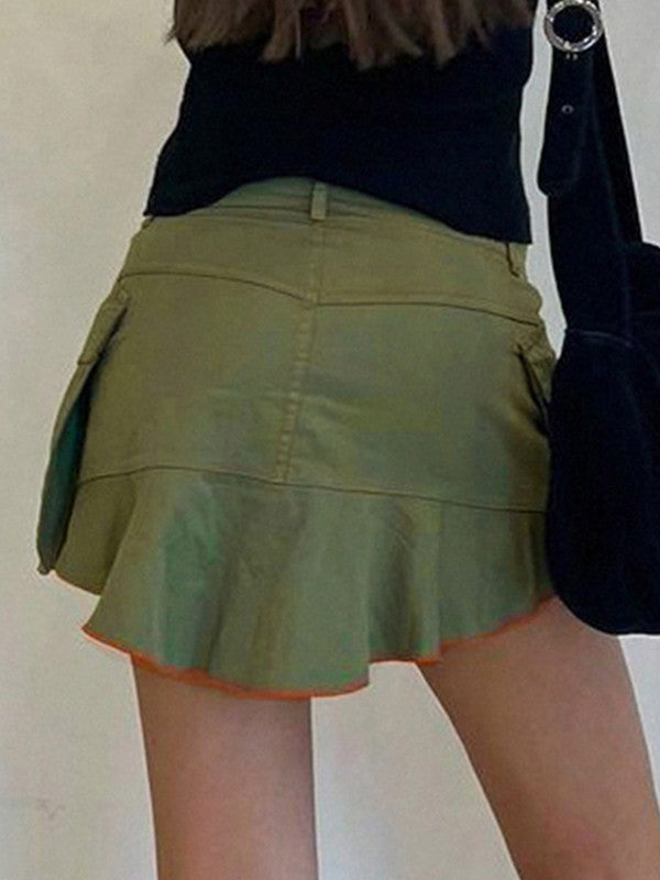 Sixsr Size Friendly Pocket Cargo Mini Skirt