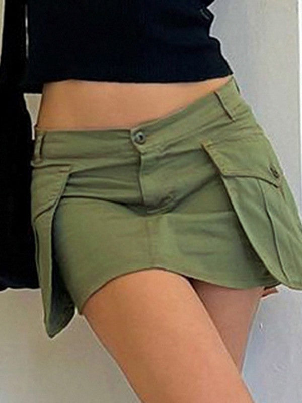 Sixsr Size Friendly Pocket Cargo Mini Skirt