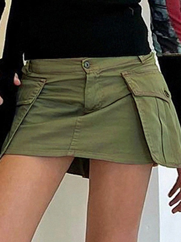 Sixsr Size Friendly Pocket Cargo Mini Skirt