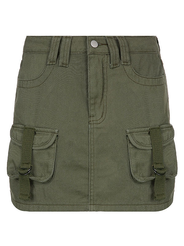 Sixsr Size Friendly Pocket Cargo Mini Skirt