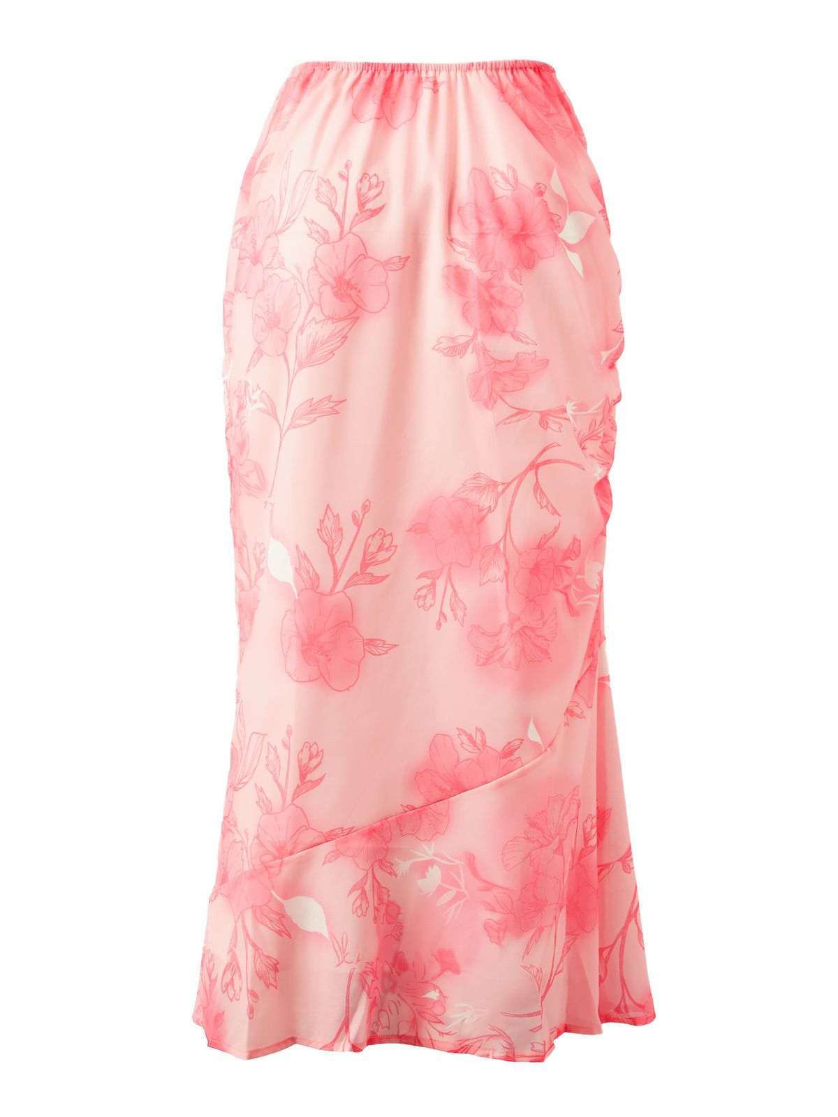 Sixsr Chiffon Floral Print Midi Skirt