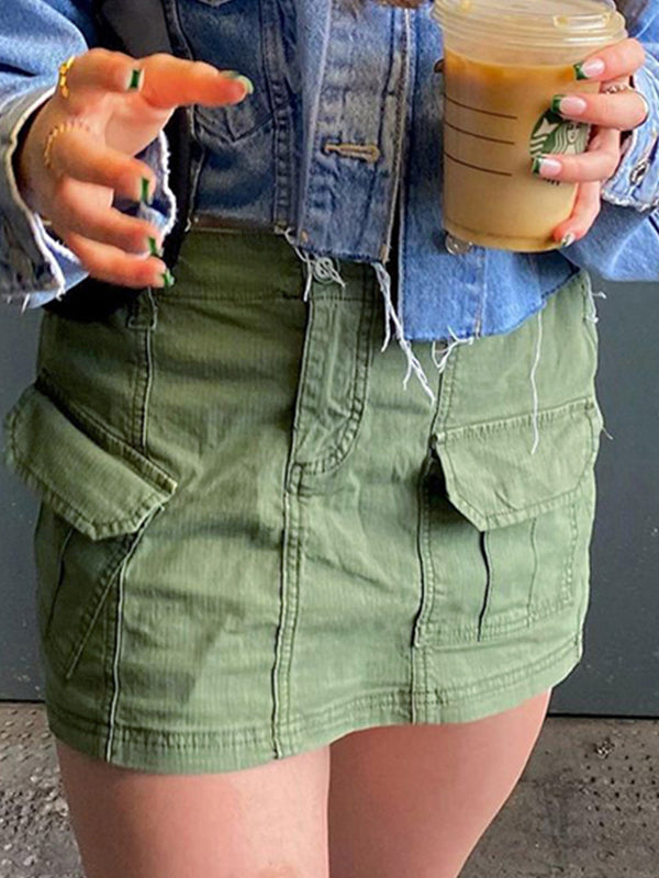 Sixsr Cargo Pocket Micro Mini Skirt