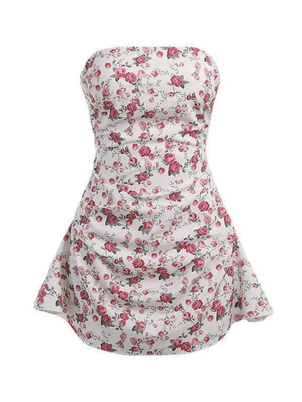 Sixsr Strapless Floral Mini Dress