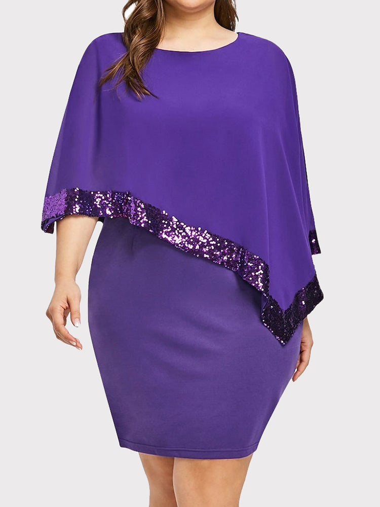 Sixsr Cold Shoulder Overlay Sequins Dress