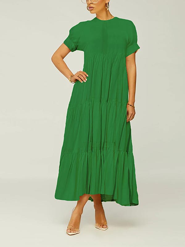 Sixsr Solid Color Ruffle Dress