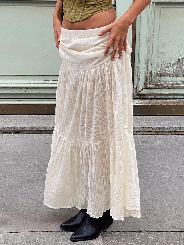 Sixsr Pleated Tiered Maxi Skirt