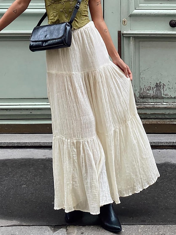 Sixsr Pleated Tiered Maxi Skirt