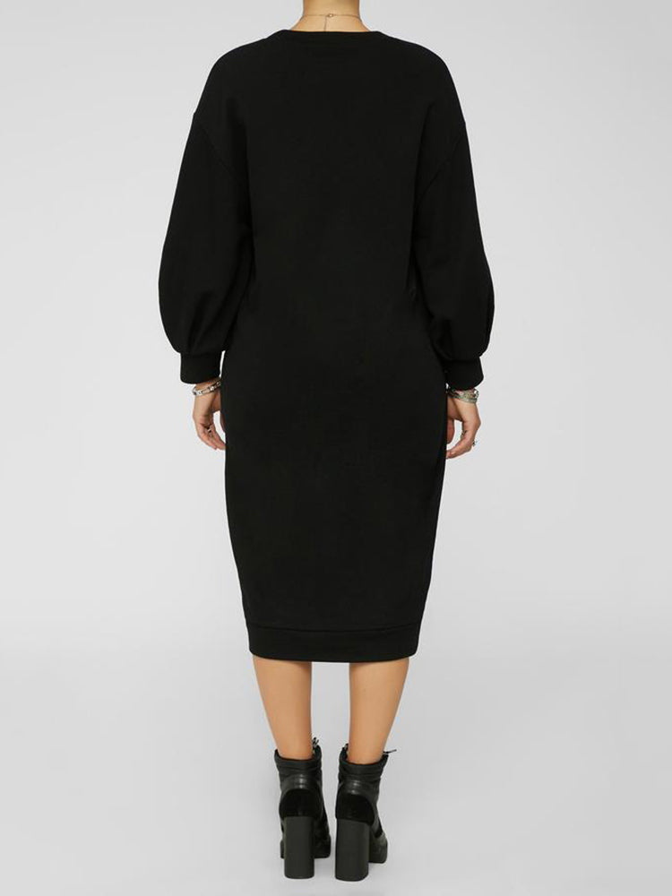 Sixsr Three-Quarter Sleeve Midi Dress