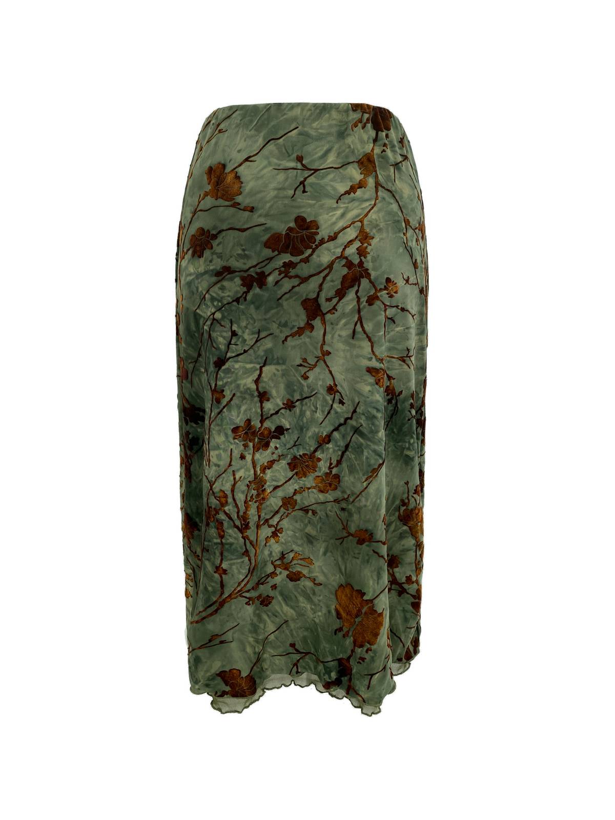 Sixsr Mesh Lining Vintage Floral Midi Skirt