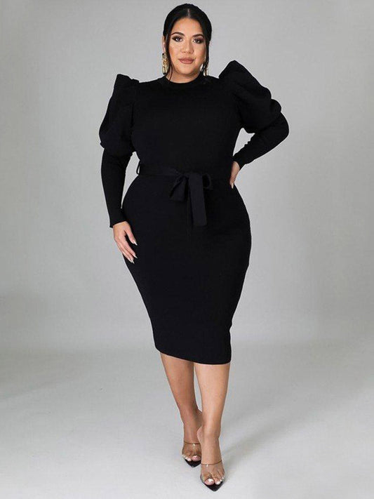 Sixsr Long Sleeve Knited Midi Dress