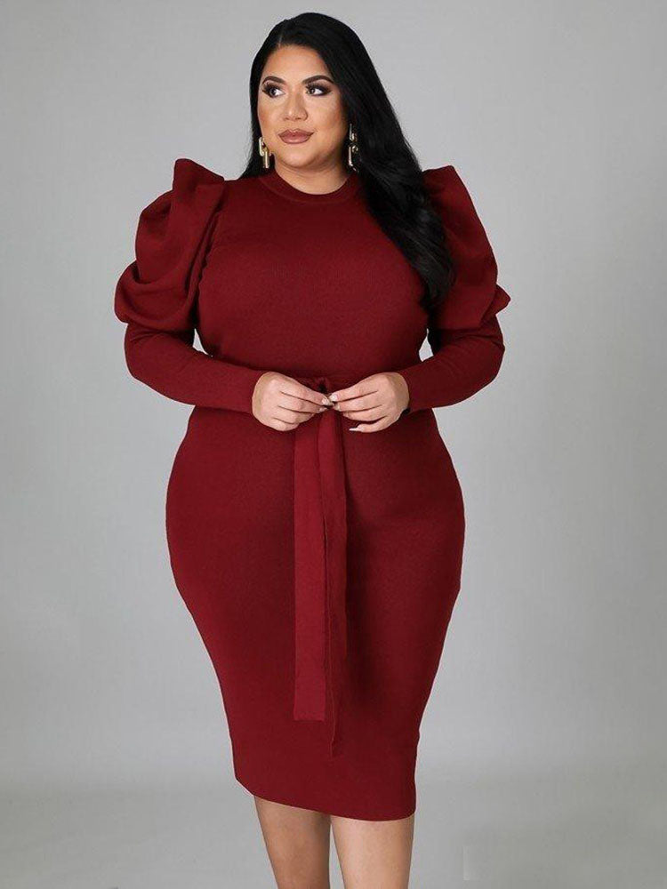 Sixsr Long Sleeve Knited Midi Dress