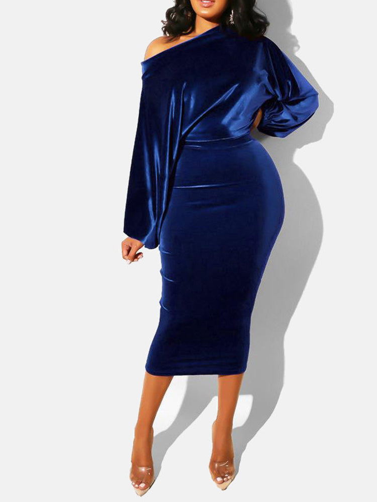 Sixsr Velvet Off Shoulder Party Dress