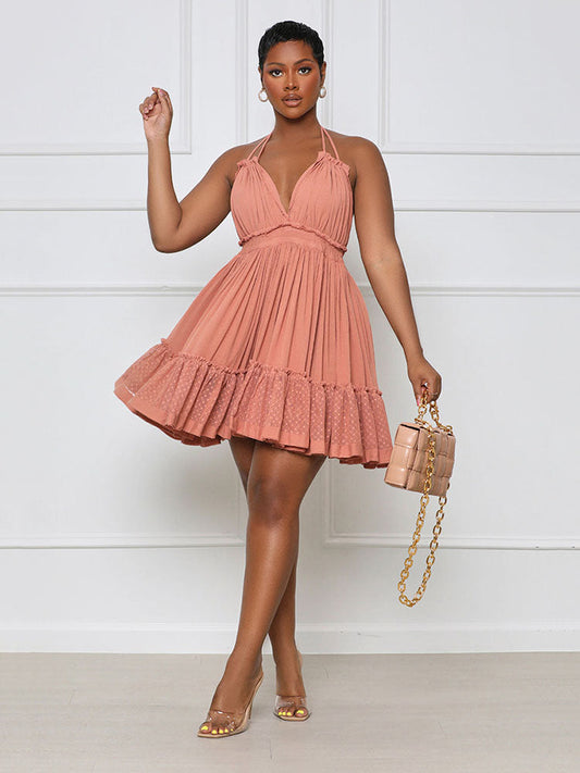 Sixsr Halter Ruffle Dress