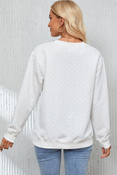 swvws XOXO Heart Round Neck Dropped Shoulder Sweatshirt