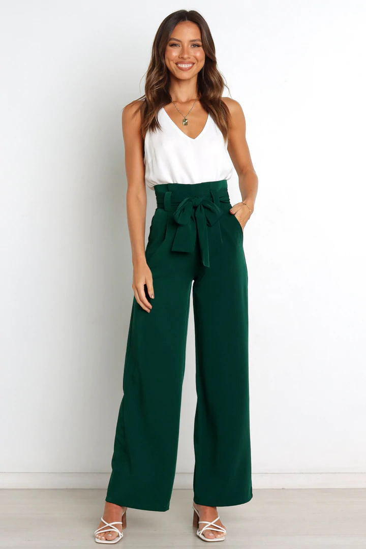 swvws Tie Front Paperbag Wide Leg Pants