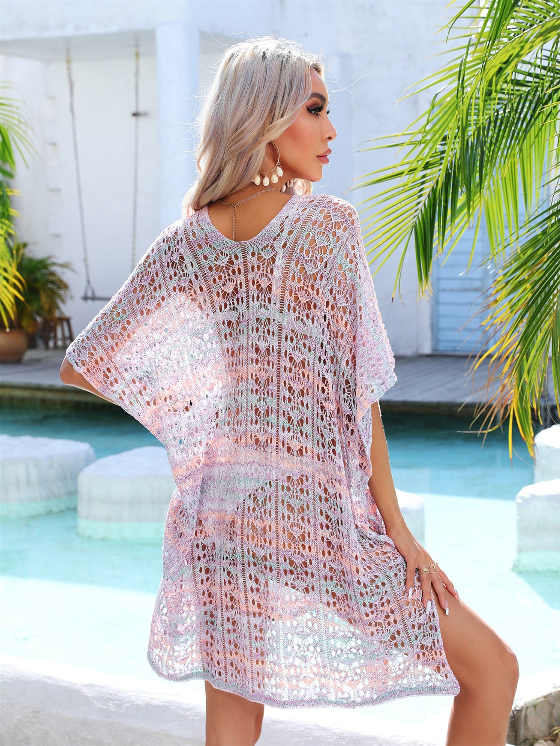 swvws Slit Openwork V-Neck Cover Up