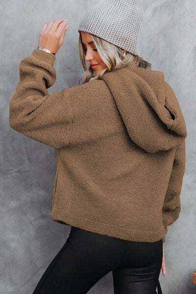 swvws Sherpa Dropped Shoulder Long Sleeve Hoodie