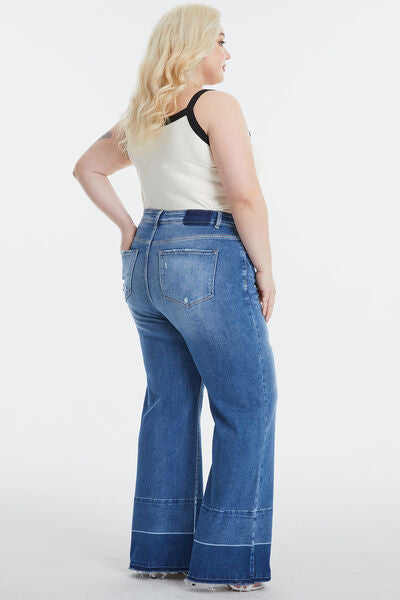 swvws BAYEAS Full Size High Waist Cat's Whisker Wide Leg Jeans