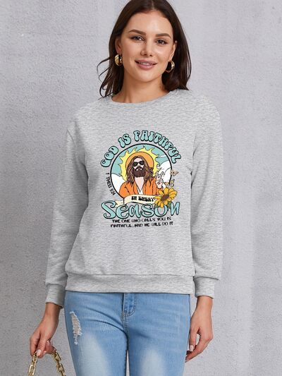 swvws Graphic Round Neck Dropped Shoulder Sweatshirt