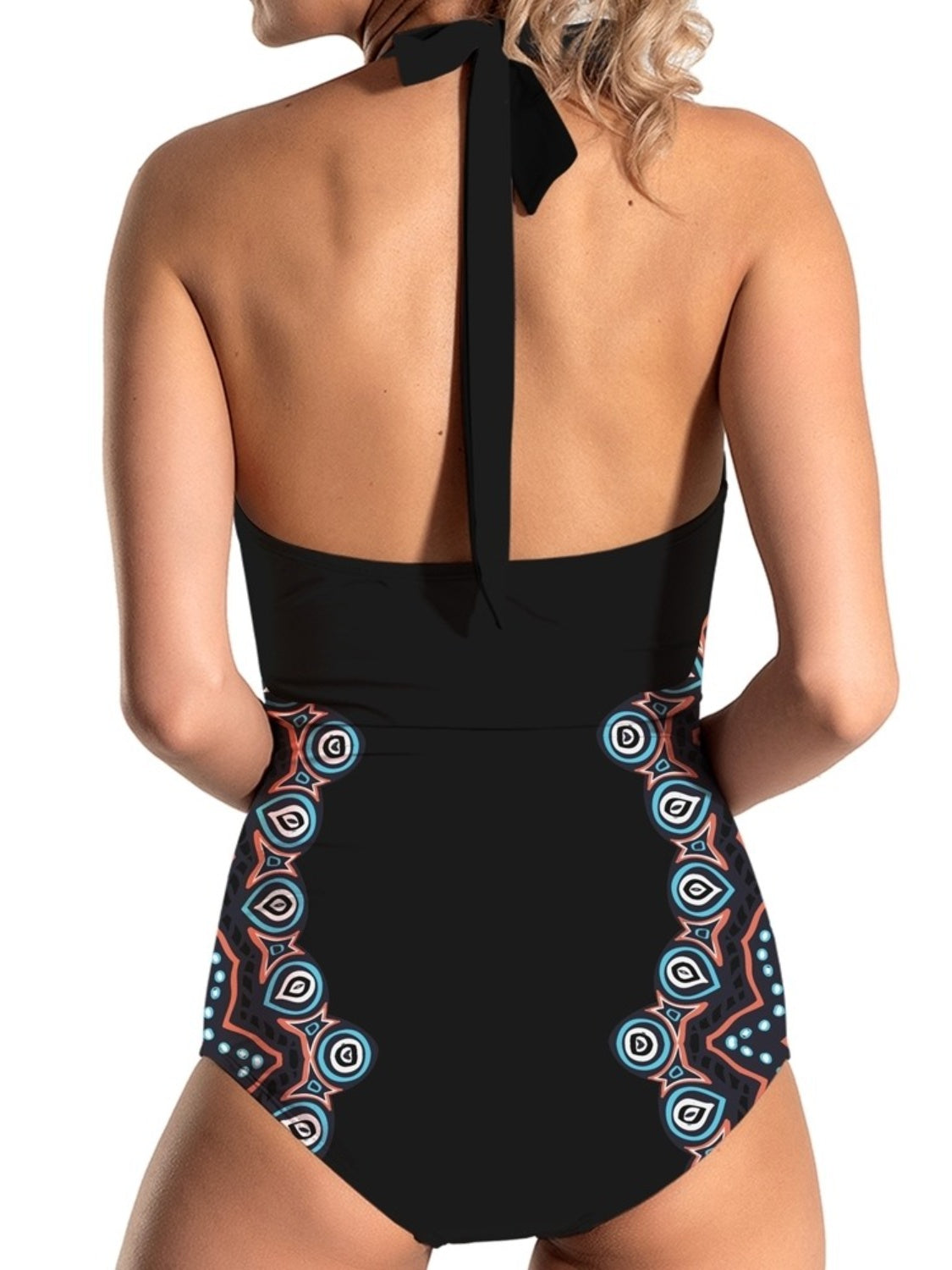 swvws Cutout Printed Halter Neck One-Piece Swimwear