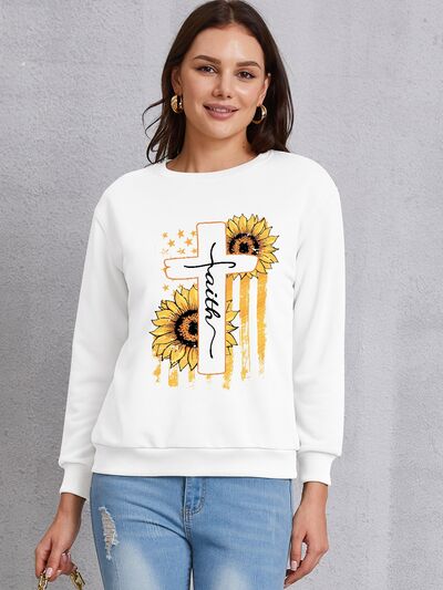 swvws Sunflower Round Neck Dropped Shoulder Sweatshirt