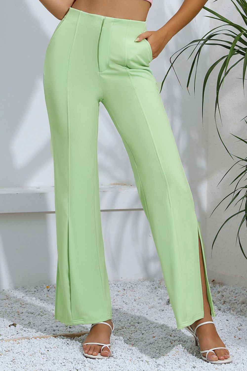 swvws Slit High-Rise Flare Pants