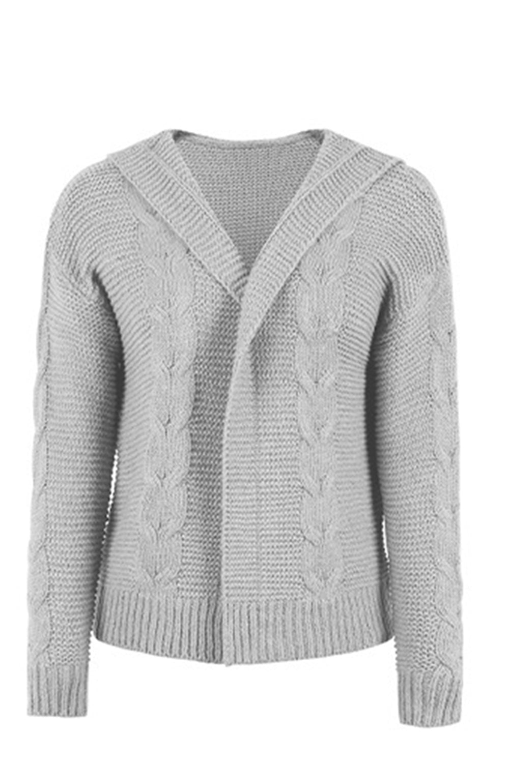 swvws Cable-Knit Dropped Shoulder Hooded Cardigan