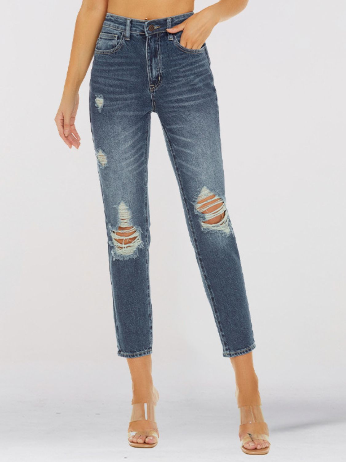 swvws Distressed Skinny Cropped Jeans