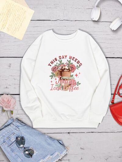 swvws Letter Graphic Round Neck Sweatshirt