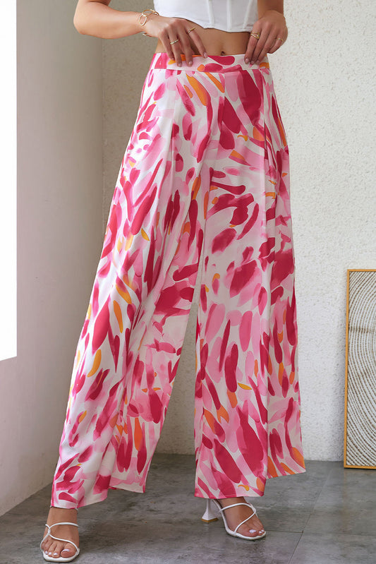 swvws Printed High Waist Wide Leg Pants