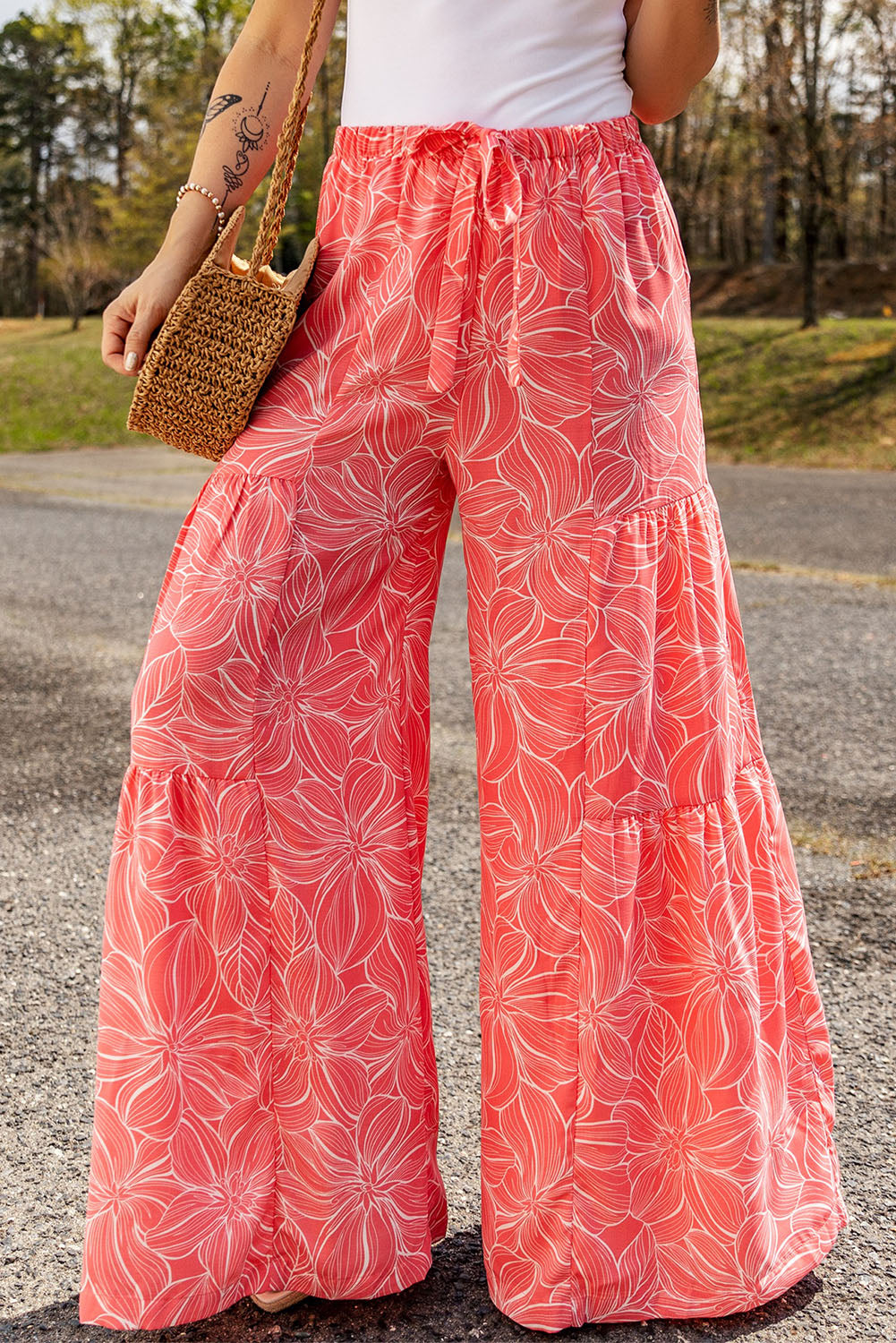 swvws Floral Tiered Wide Leg Pants