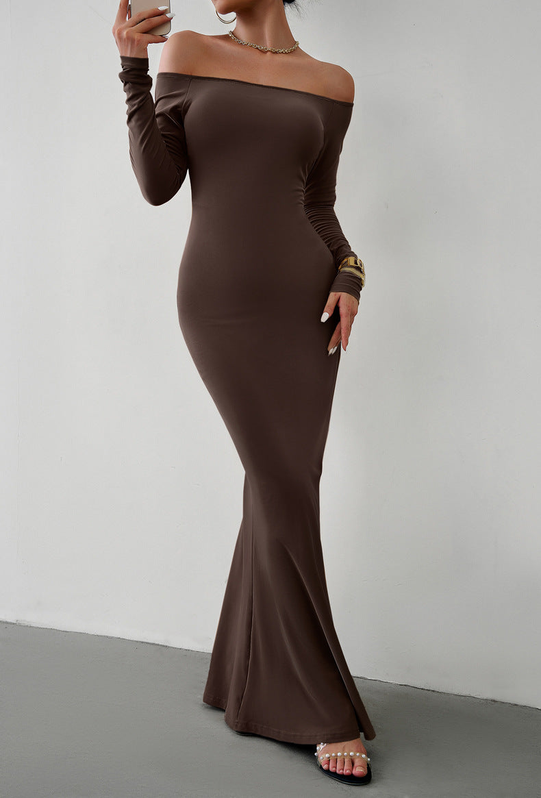 swvws Off-Shoulder Long Sleeve Maxi Dress