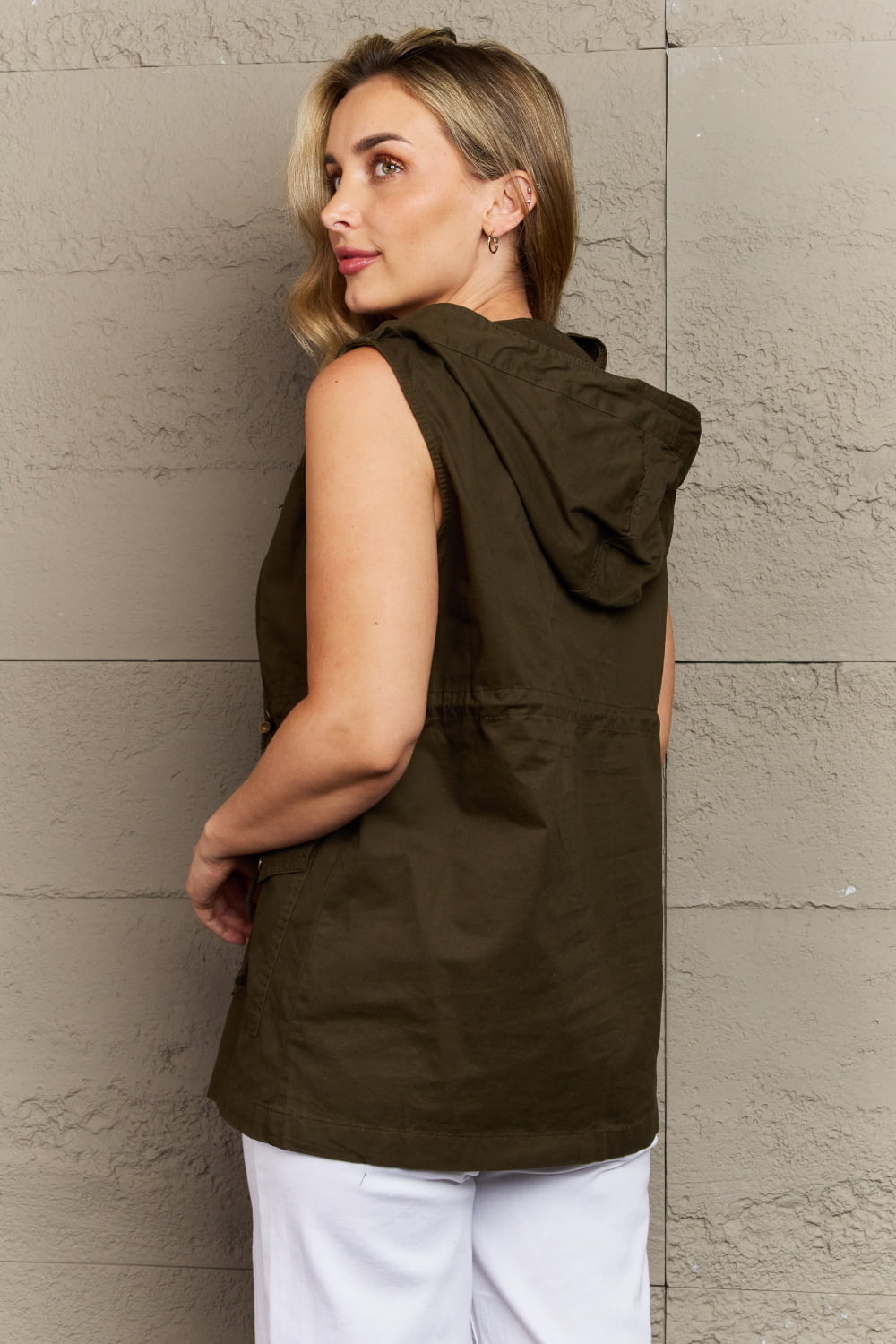 swvws Zenana More To Come Full Size Military Hooded Vest