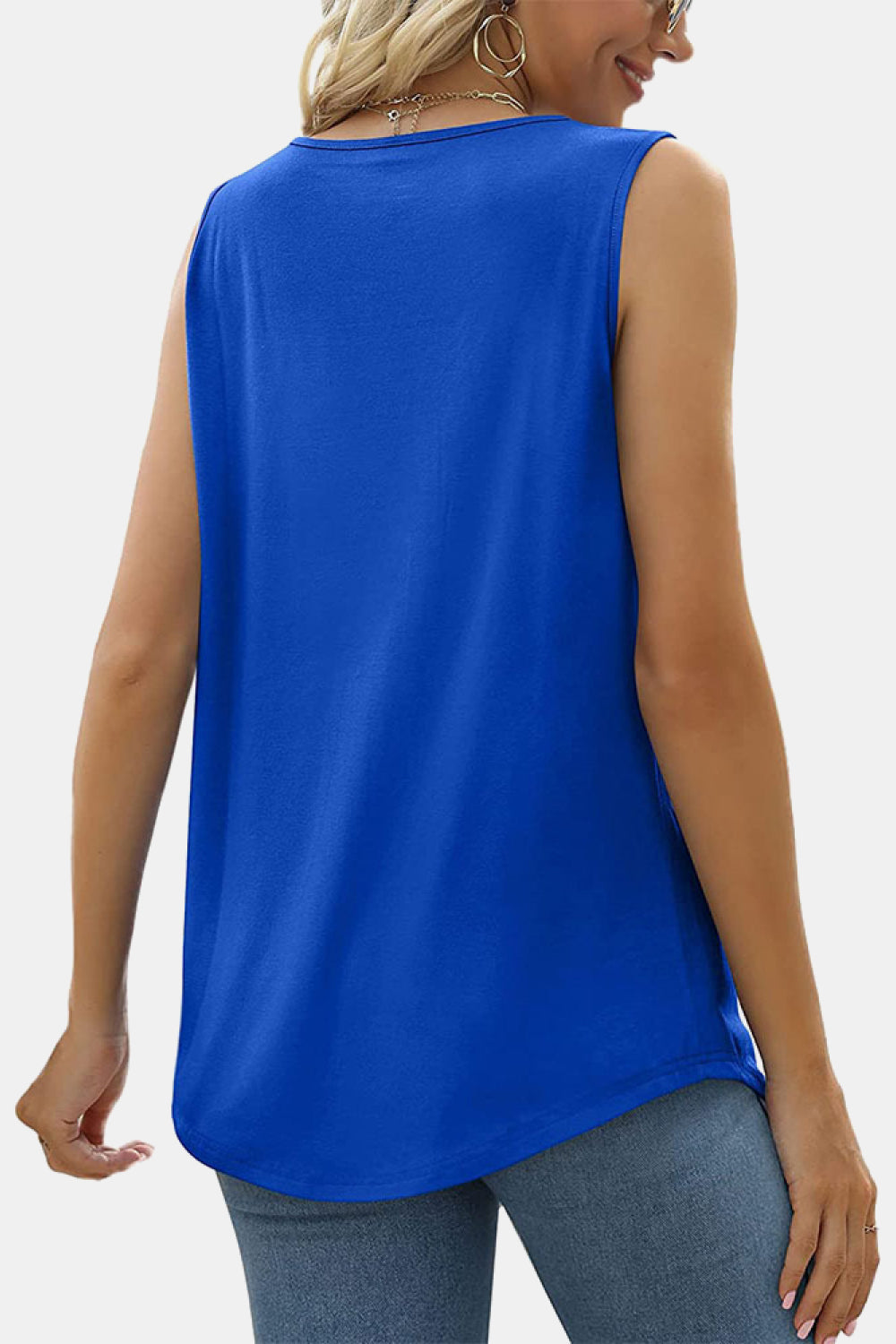 swvws Square Neck Pleated Detail Tank