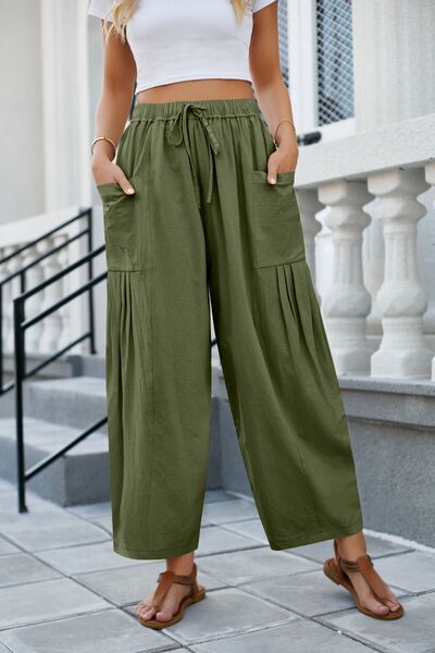 swvws Drawstring Pocketed Wide Leg Pant