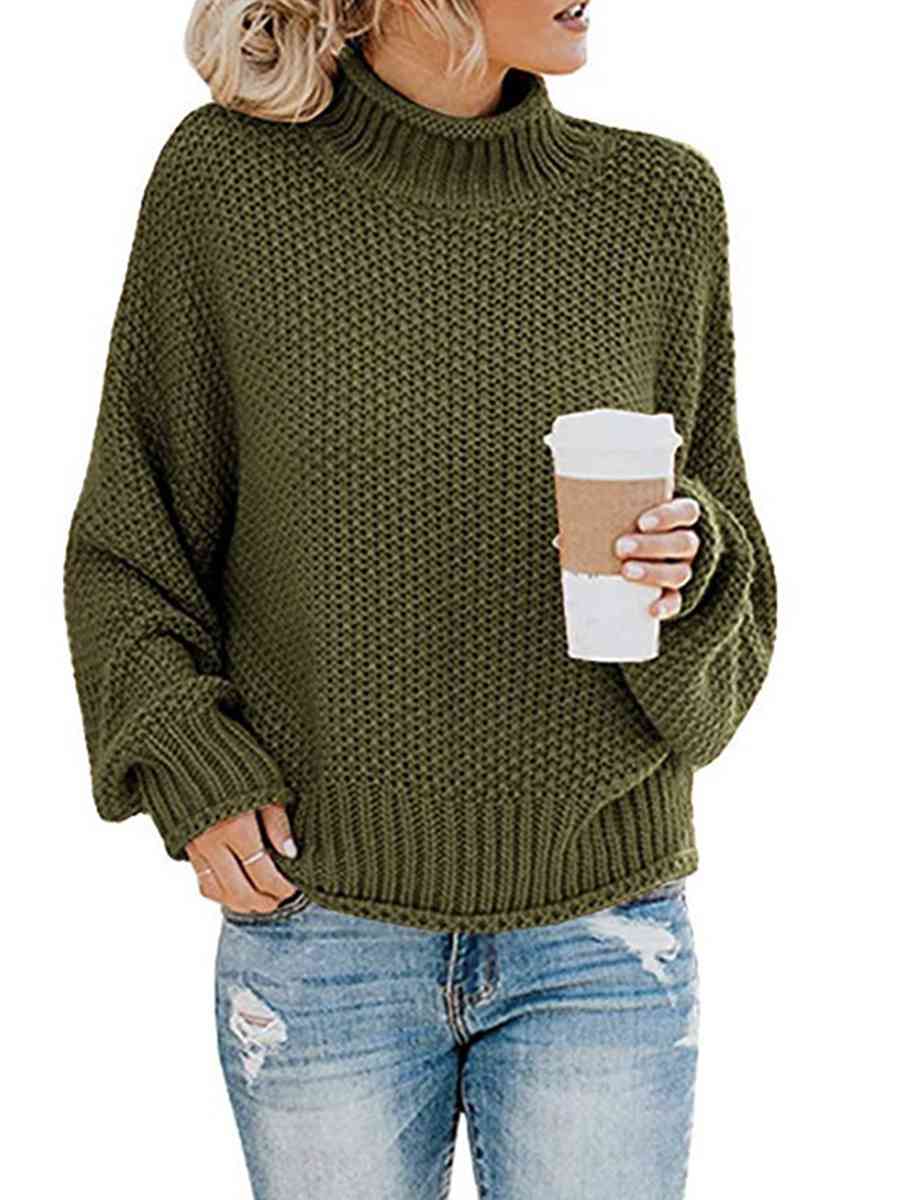 swvws Turtleneck Dropped Shoulder Sweater