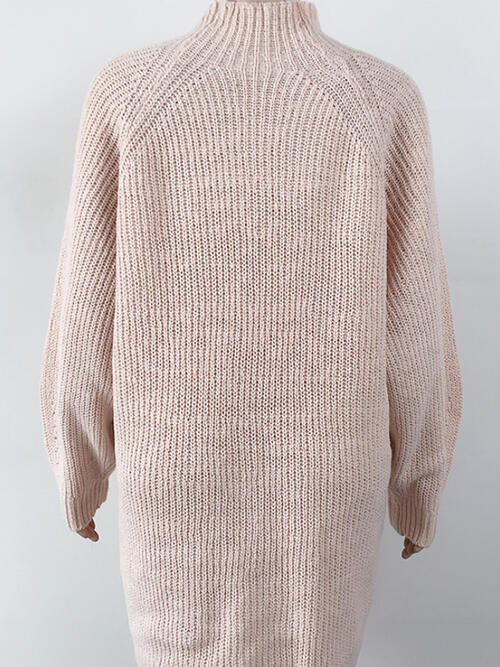 swvws Mock Neck Dropped Shoulder Sweater Dress