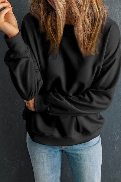 swvws Round Neck Dropped Shoulder Sweatshirt