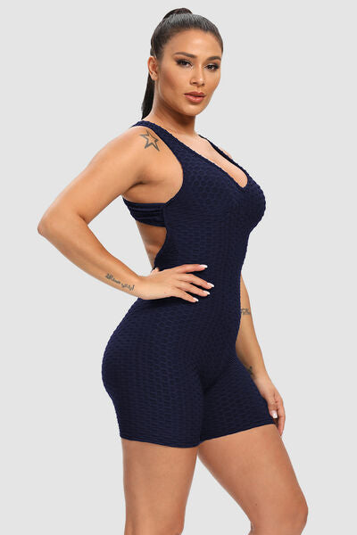 swvws Crisscross Wide Strap Active Romper