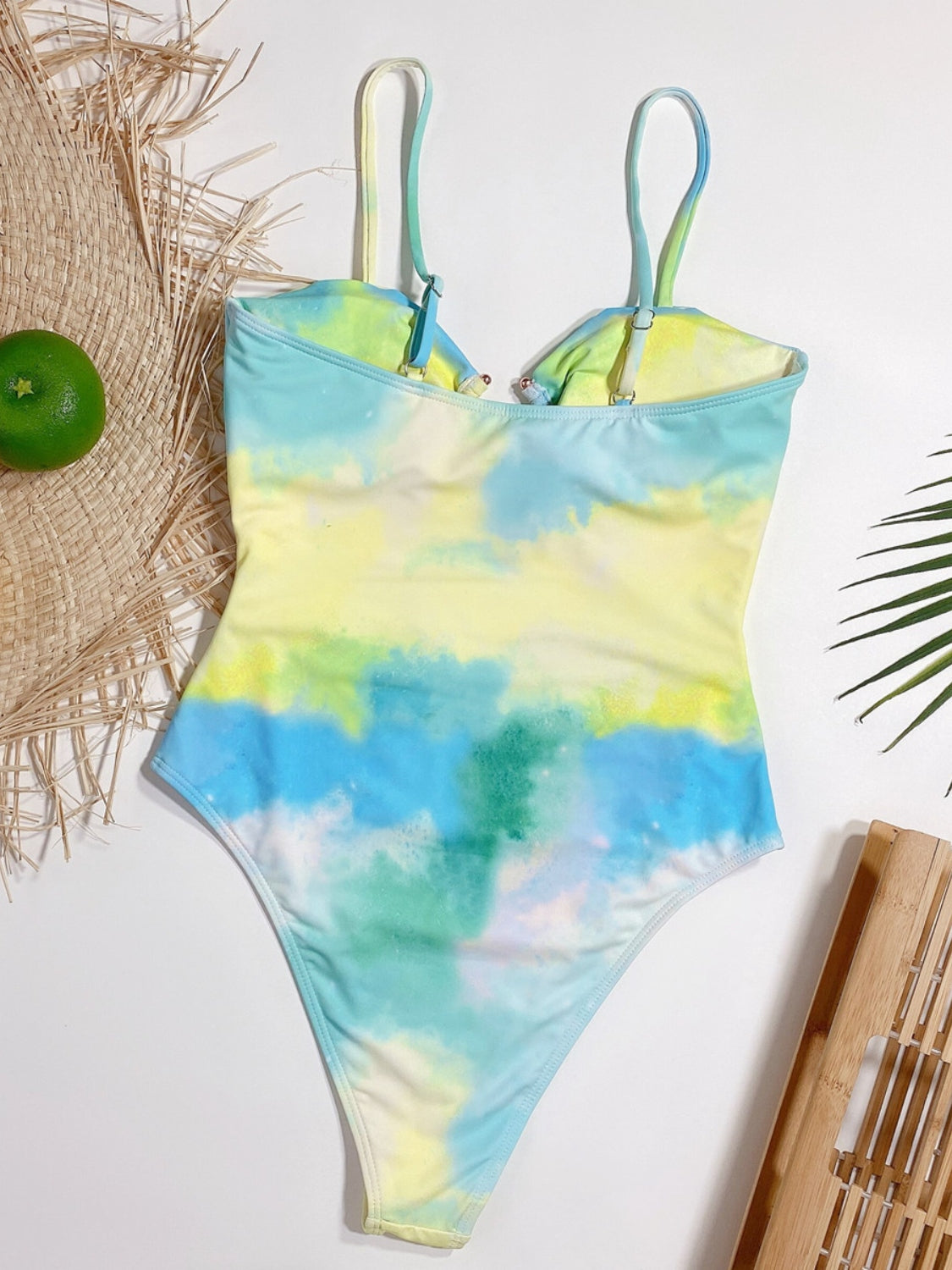 swvws Cutout Tie-Dye Spaghetti Strap One-Piece Swimwear