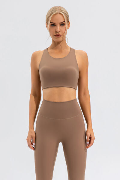 swvws Round Neck Cutout Cropped Active Tank