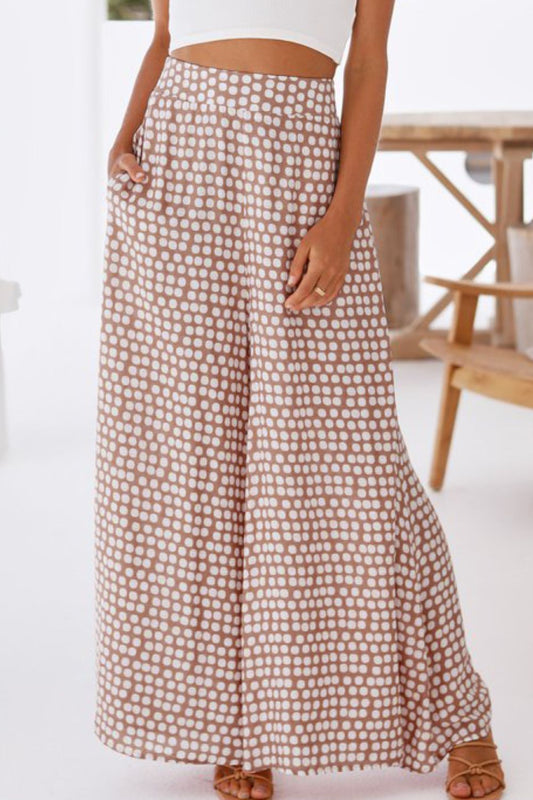 swvws Double Take Polka Dot High Waist Wide Leg Pants with Pockets